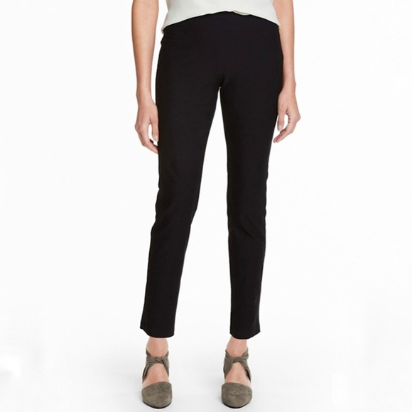 Eileen Fisher Viscose Nylon Spandex Pull On Black Pants Petite Medium